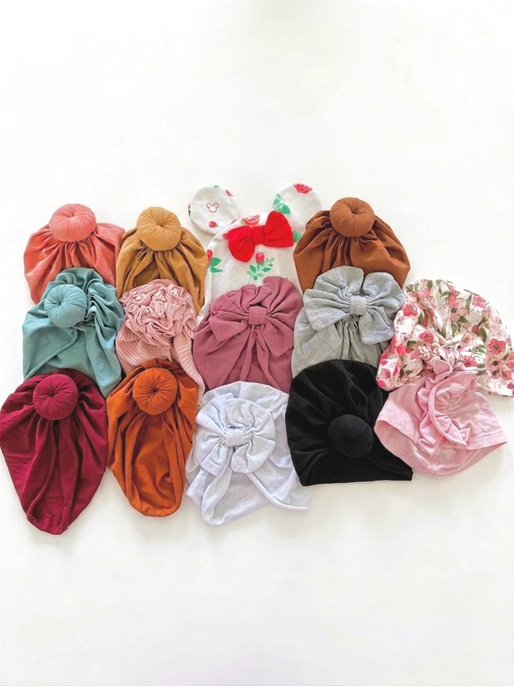 Baby Girl Turban Bow Hats 14 Pc Multicolor Infant Headwraps Bundle
